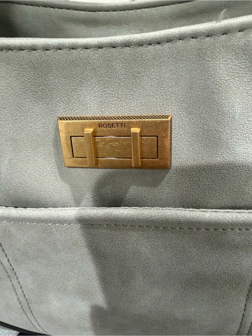 Rosetti Light Gray Crossbody Shoulder Bag with Gold Hardware